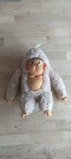 Plush/Plastic Vintage Nose Picking Monkey Toy 10” Long Good Condition