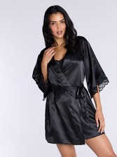 Boux Avenue Dressing Gown Women's Amelia Satin Short Bath Robe Ladies Nightwear