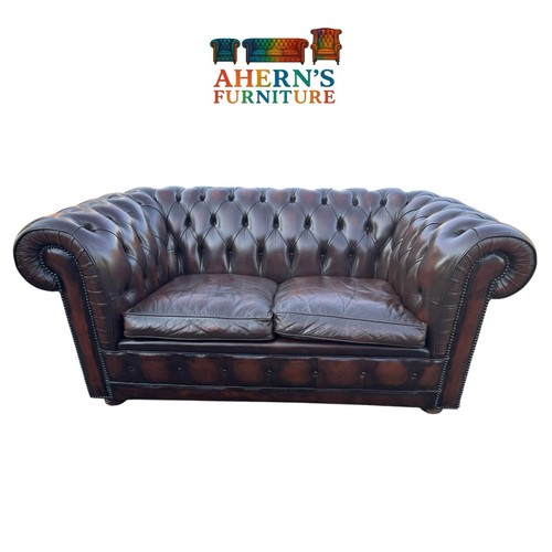 Brown leather chesterfield - brown,
