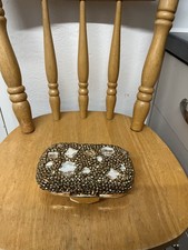 Beth Jordan Clutch/ Shoulder Bag Chain Handle Jeweled Detail On Front Nice Clasp