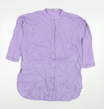 Khaadi Womens Purple Linen Tunic Button-Up Size 6 Round Neck