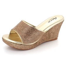 Womens Sparkly Diamante Wedge