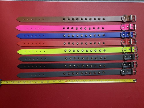 Leather dog collars riveted - leather,