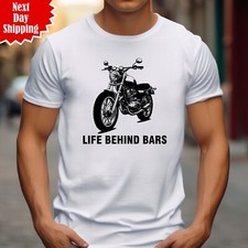 Biker T Shirt Life Behind Bars Printed Triumph Chopper Cafe Racer Men Funny Top