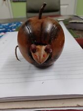 Wood Apple With Wooden Mouse Inside Vintage. 