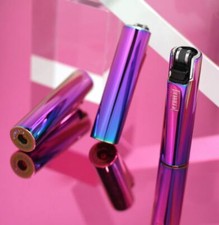 PERSONALISED ENGRAVED METAL CLIPPER LIGHTER - BLACK BLUE GOLD - CHRISTMAS GIFT