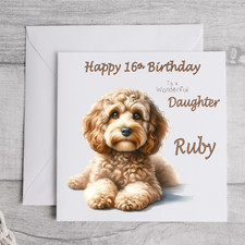 Cockapoo Dog Personalised Birthday Card 6x6 inch ANY Age Relation Name