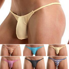 Mens Sexy Low Rise Bulge Pouch G-string Shorts Thong Briefs Underwear T-back UK