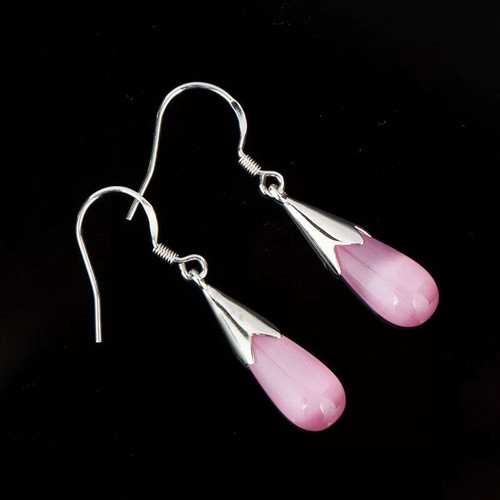 Pink moonstone opal drop hook - pink,