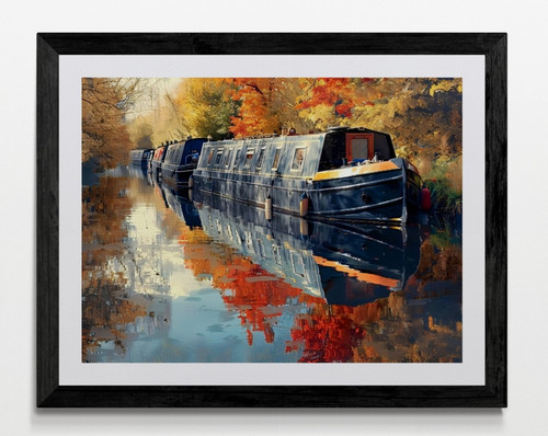 Canal narrow boat framed - canal,
