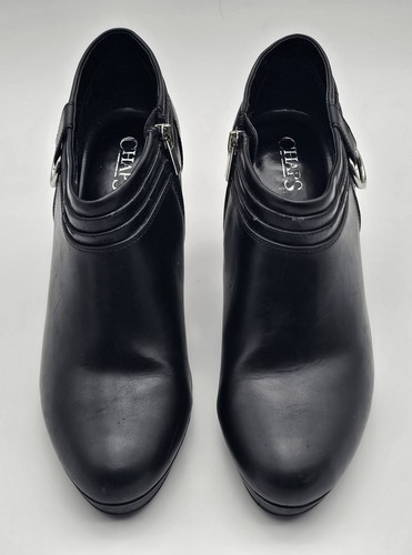 Chaps black leather round - round, toe