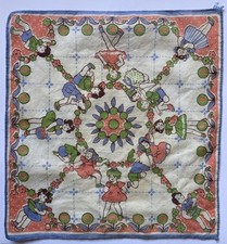 VINTAGE c1950s RETRO CHILD SIZE FABRIC HANKIE HANDKERCHIEF CHILDREN DESIGN