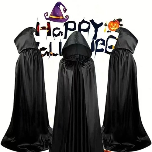 Halloween hooded black cloak - hooded,