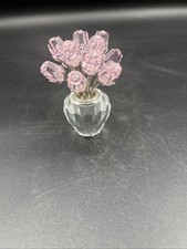 Swarovski Crystal Flower Bouquet in Heart Vase – Pink & Clear – 2.5"