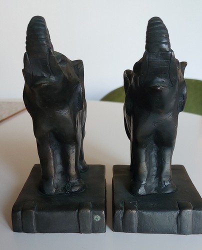 Bronze bookends elephants pair - elephants,
