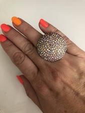 Diamonte / Diamante AB Aurora Borealis Large Round Shape Ring - Adjustable NEW!!
