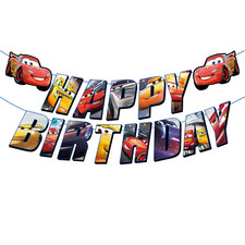 Disney Cars Birthday Banner Lightning McQueen Racing Bunting Party Decoration