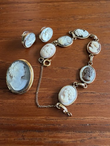 Vintage shell cameo set - shell,