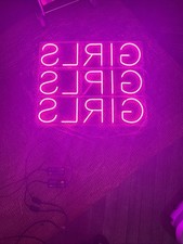 GIRLS GIRLS GIRLS dimmable reverse neon light sign for mirror reflection