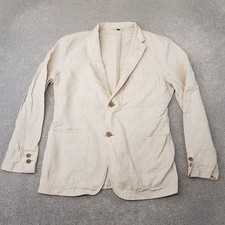 Muji Mens Jacket Medium Beige Blazer Unstructured Safari Field Desert Linen