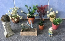 1:12 Doll House Miniatures Garden Flowers, Plants, Gnome, Etc