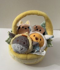 Disney Store Mickey Pooh  Tsum Tsum Basket Set Soft Toy Plush