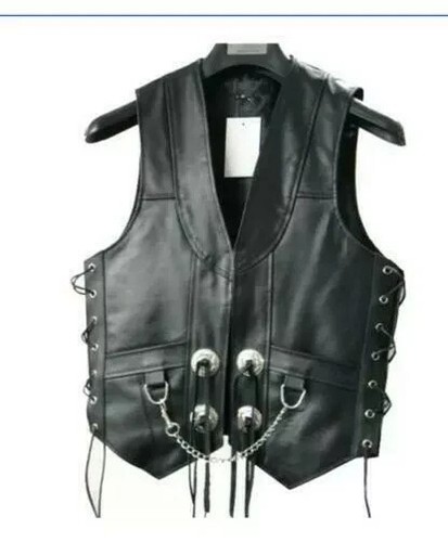 Men leather vest motorcycle - men's,