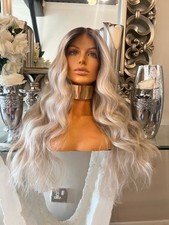 Platinum Ash Blonde Lace Front Wig Transparent Lace 180 Density Cream Ash Blonde