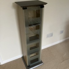 Large DVD/CD STORAGE TOWER holds 56+ DVDs - Grey 98 cm high Glass front Argos