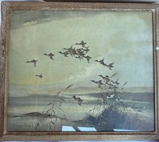 Vintage Vernon Ward Wild Alarm Framed large Picture Country House Decor 