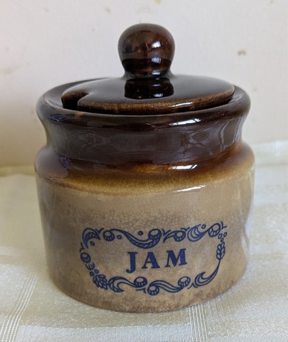 Vintage stoneware jam pot - stoneware,