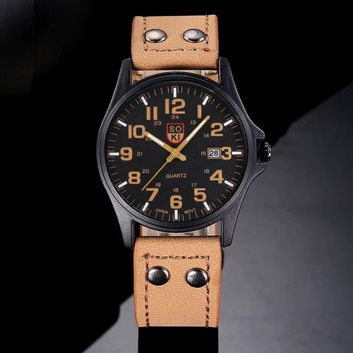 Men military leather date - military,