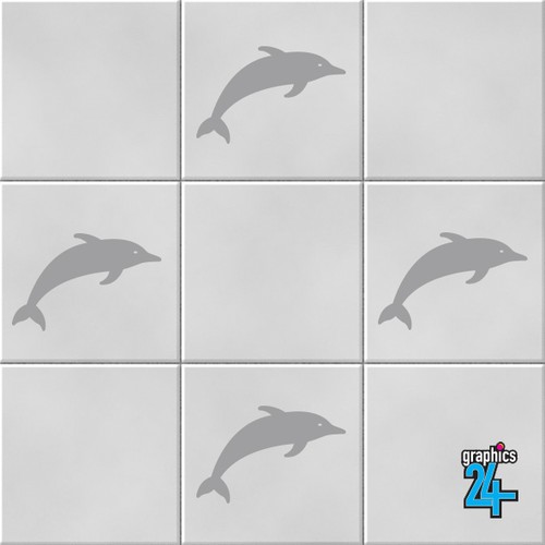 Dolphins sea vinyl wall - dolphins, tile