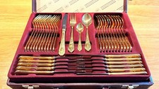 SBS Bestecke Solingen - Gold Plated Cutlery Set - 70 Piece Set in case