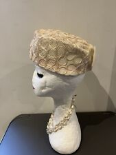 Vintage 1980’s cream soft pillbox hat with bow detail at the back