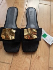 M&S Black Leather Mules With