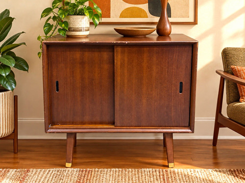 Mid century walnut record - century,