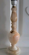 Vintage Cream Neutral Onyx / Alabaster Lamp Base – 33.5cm – Working – No Shade