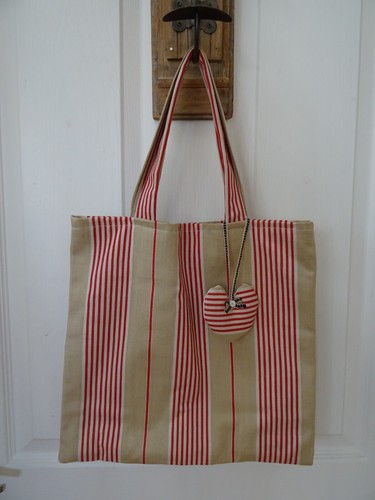 Vintage french fabric tote - french,