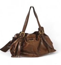Ladies MIU MIU Vitello Brown Leather Preloved Handbag Shoulder Bag K20
