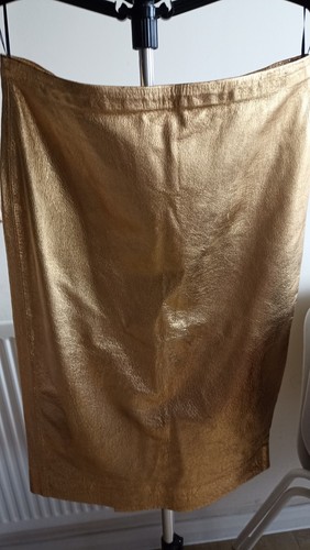 Zara gold real leather - leather, skirt