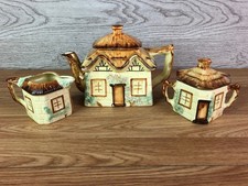 Keele Street Pottery House Teapot, Sugar Bowl & Milk Jug See Condition Note