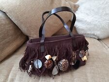 Ladies Coastal Shells Seaside Themed Brown Short Handle Handbag NWOT!