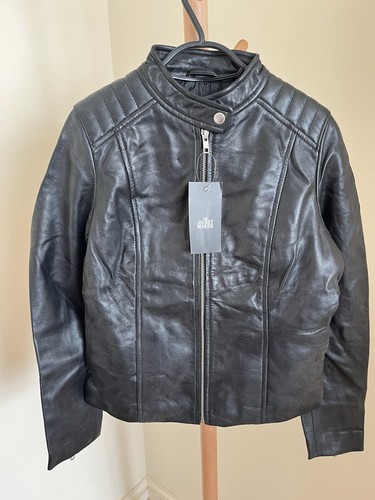 Black quilted biker - , jacket