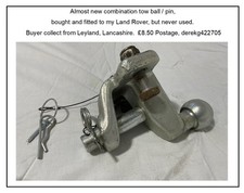 Tow ball, combination 50mm ball and pin, attached but never used for towing.