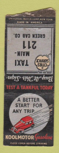 Matchbook cover cities oil - cities,