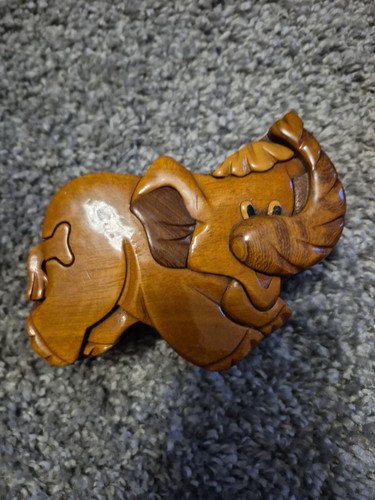 Wooden elephant puzzle trinket - elephant,