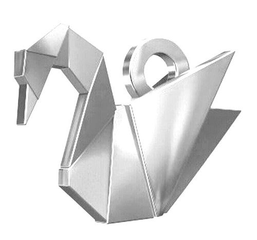 Sterling silver origami - silver, swan