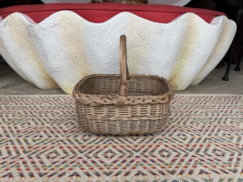 Vintage woven wicker basket - wicker,