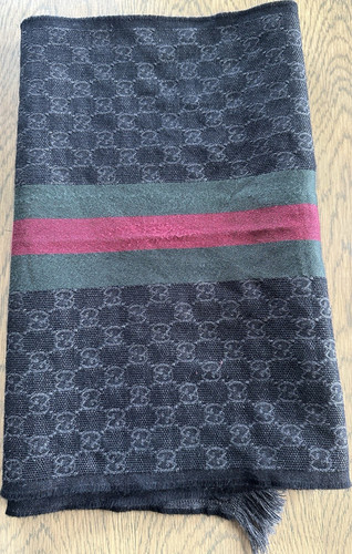 Gucci wool silk logo rectangle - wool,